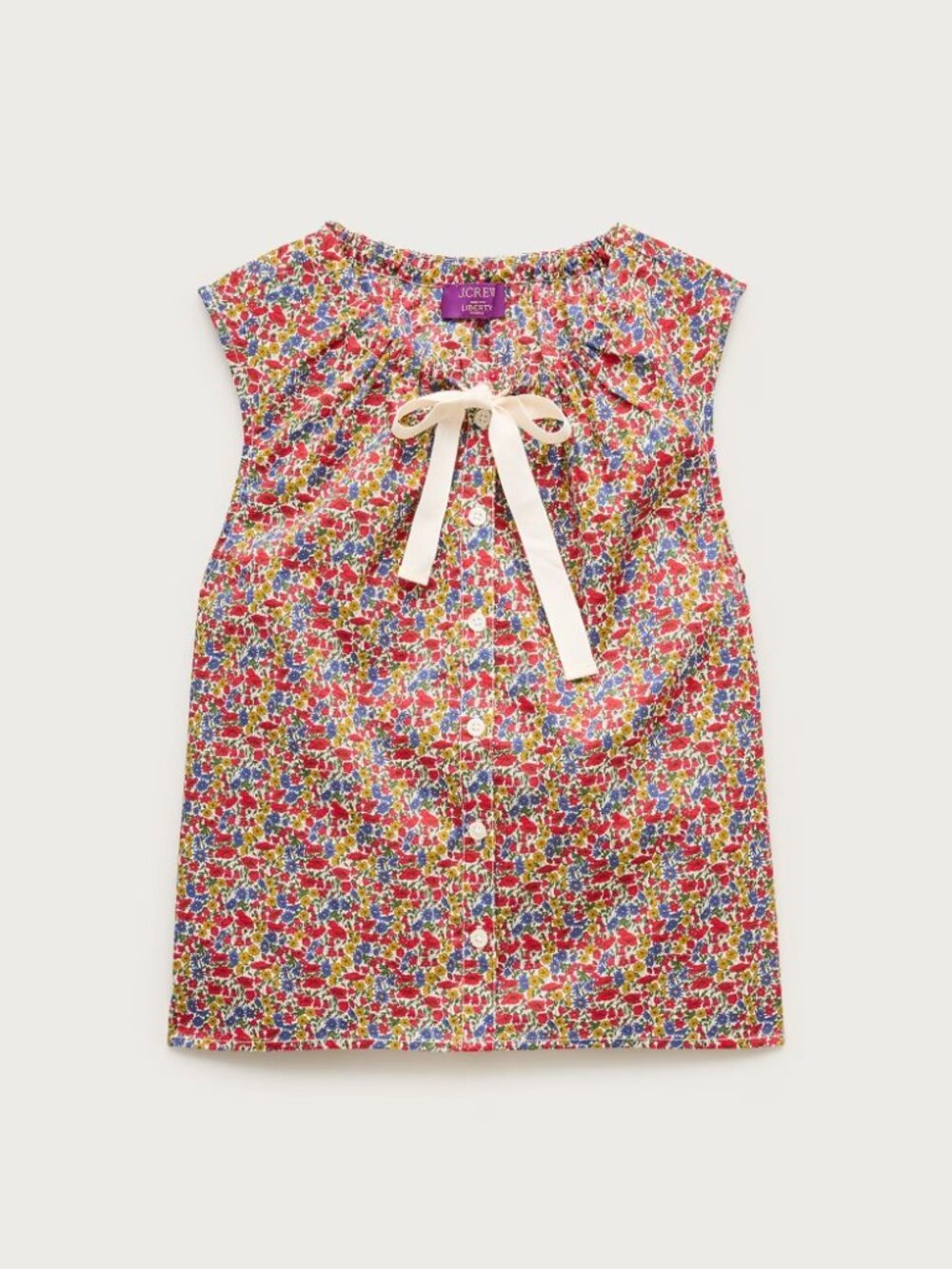 J.Crew NWT s. XL Tie-neck button-up tank top in Liberty® floral fabric